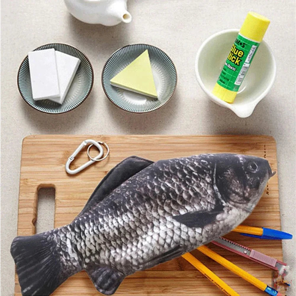 Novelty Fish Pencil Case – Cute Pen Bag Storage Pouch for Office School, Multifunctional Coin Purse for Pens Markers Makeup, Funny Gift for Kids