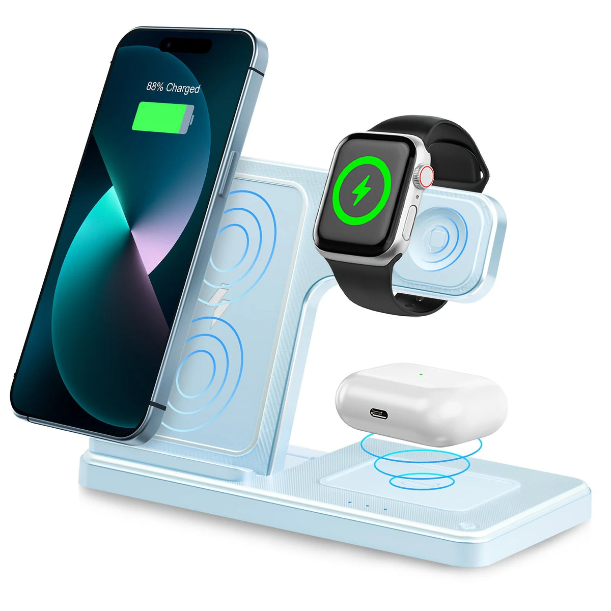 3 In 1 Magnetic Wireless Charger 18W Fast Foldable For Iphone Watch AirPods