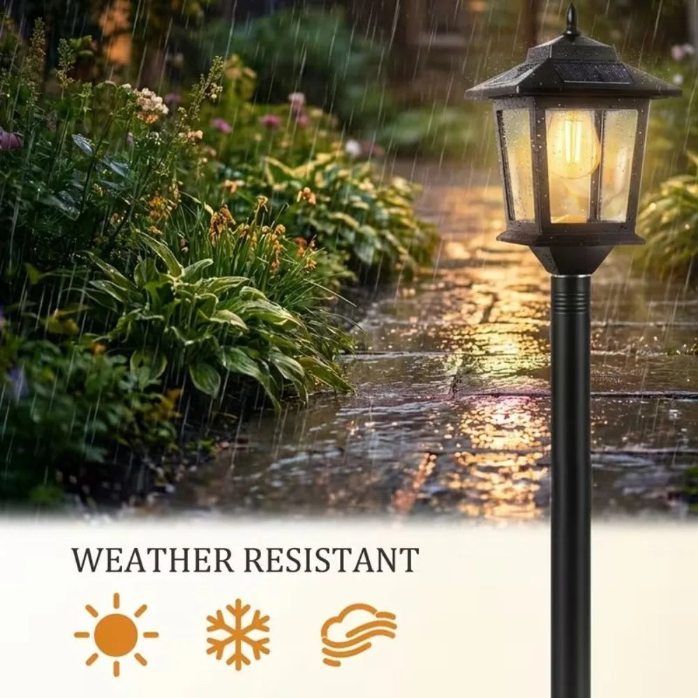 2 Pack 63 Inch Solar Lamp Post Lights Outdoor IP44 Waterproof Warm White