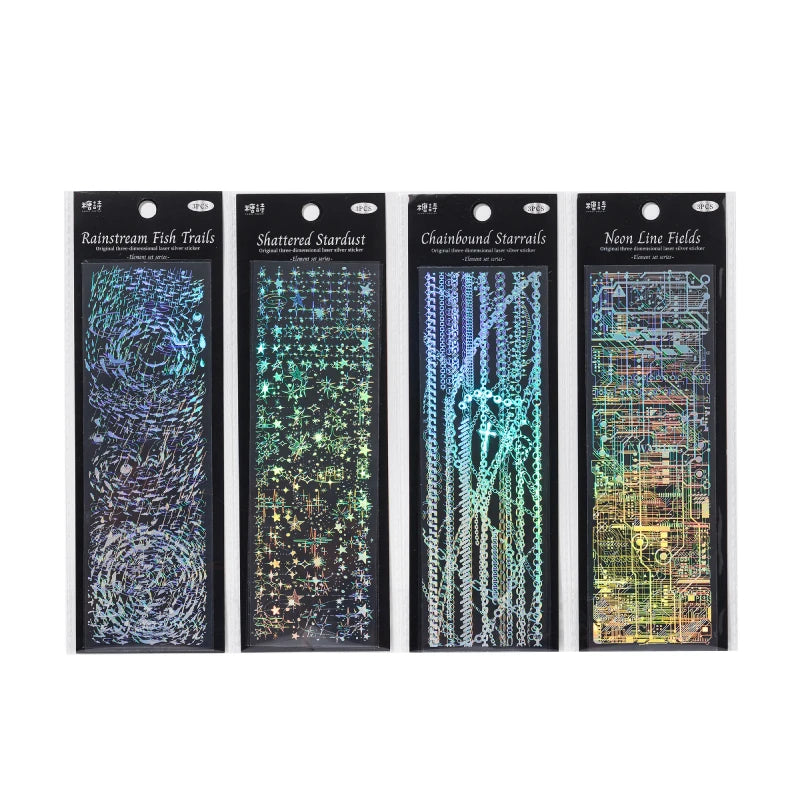3 Pack Kawaii PET Laser Silver Sticker Set DIY Decorative Scrapbook Gift