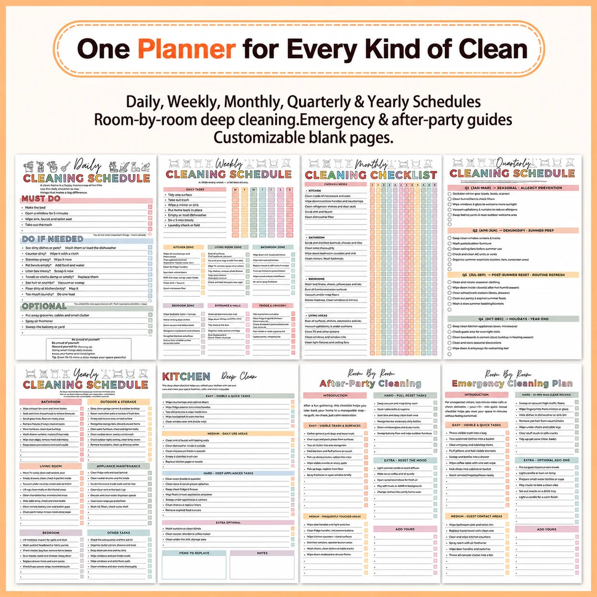 ADHD Cleaning Planner Spiral Bound House Chores Organizer Notebook