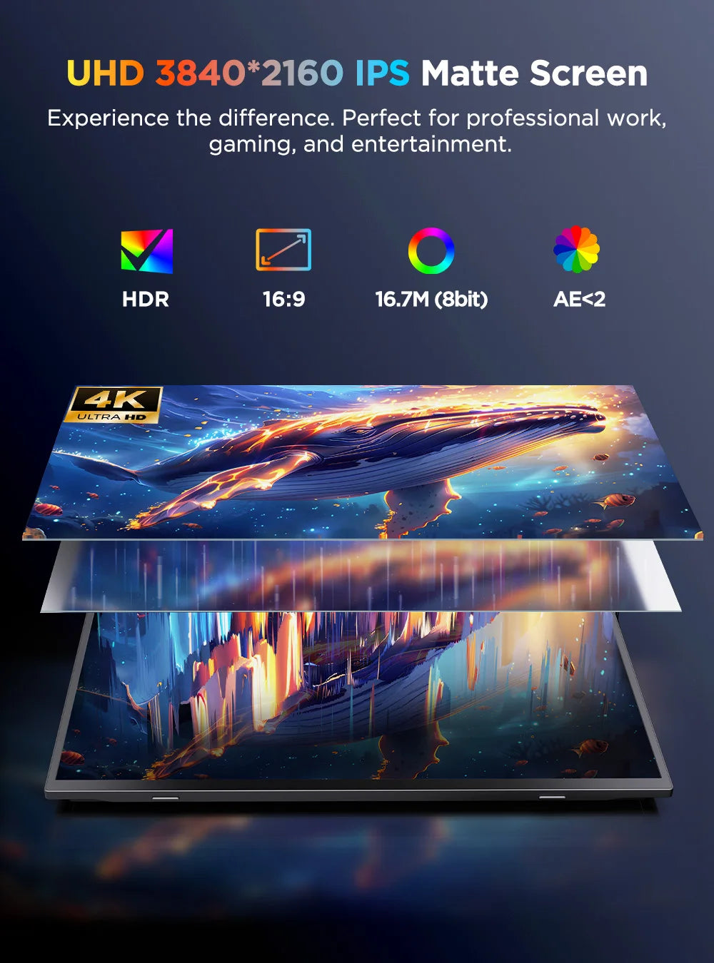 UPERFECT 4K Portable Monitor Touchscreen 15.6 Inch USB-C HDR Second Screen for Laptop PS5 Switch Plug & Play External Display