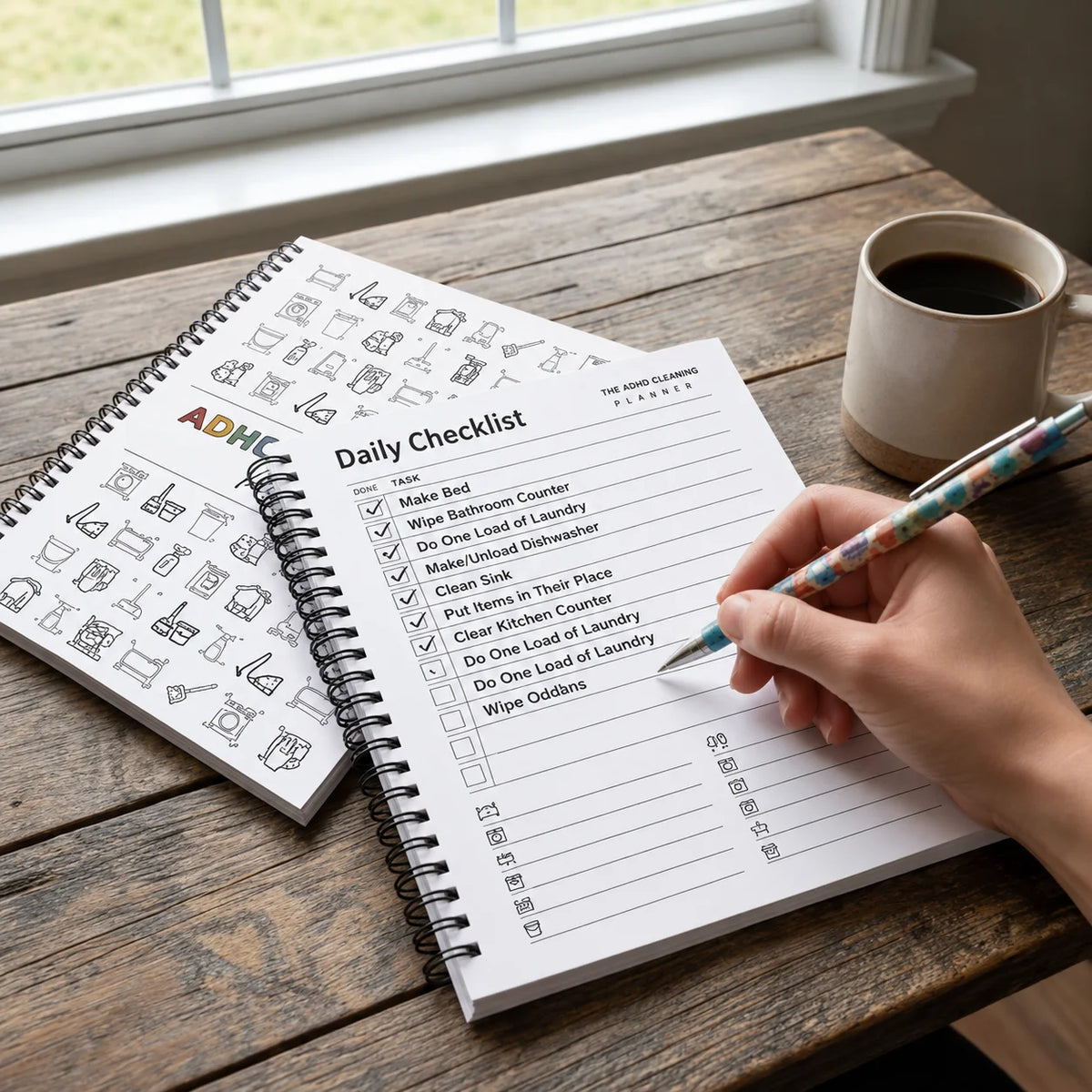 ADHD Cleaning Planner Spiral Bound House Chores Organizer Notebook