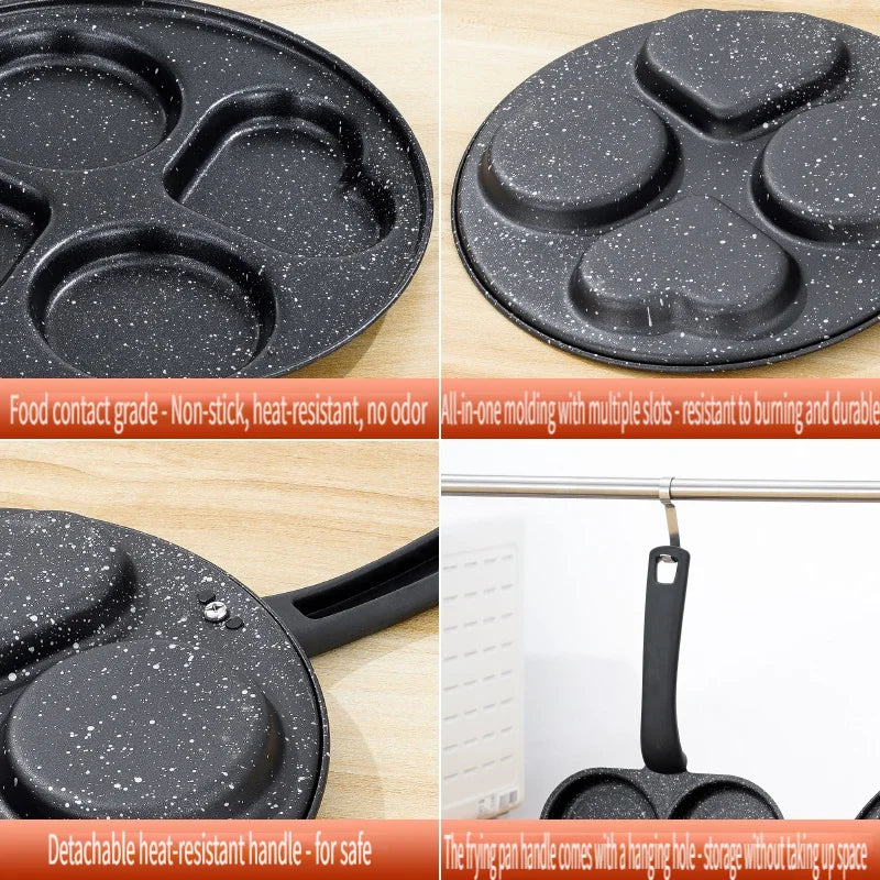 Four Hole Omelette Pan Nonstick Egg Burgers Breakfast Cooking Pot