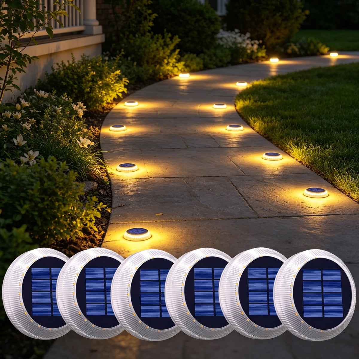 Solar Deck Step Lights IP68 Waterproof Auto On Off Heavy Duty