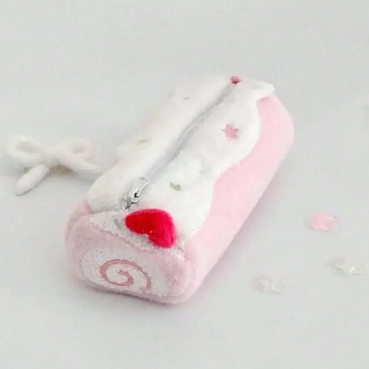 Cute Swiss Roll Plush Pencil Case Large Capacity Storage Bag For Students