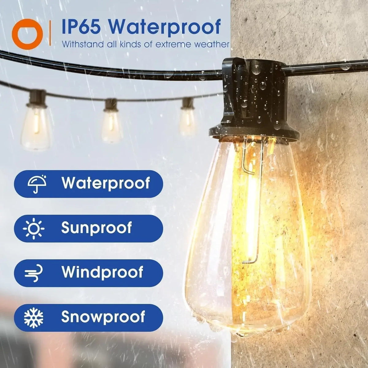 Waterproof 150 Ft Led Outdoor String Lights Shatterproof Bulbs