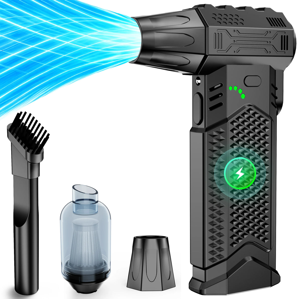 Electric Handheld Vacuum Cleaner With Turbo Fan Air Blower For Car And Keyboard