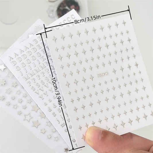 3Pcs Silver Laser Cut Stars Stickers For Kpop Toploader Photocard Decoration