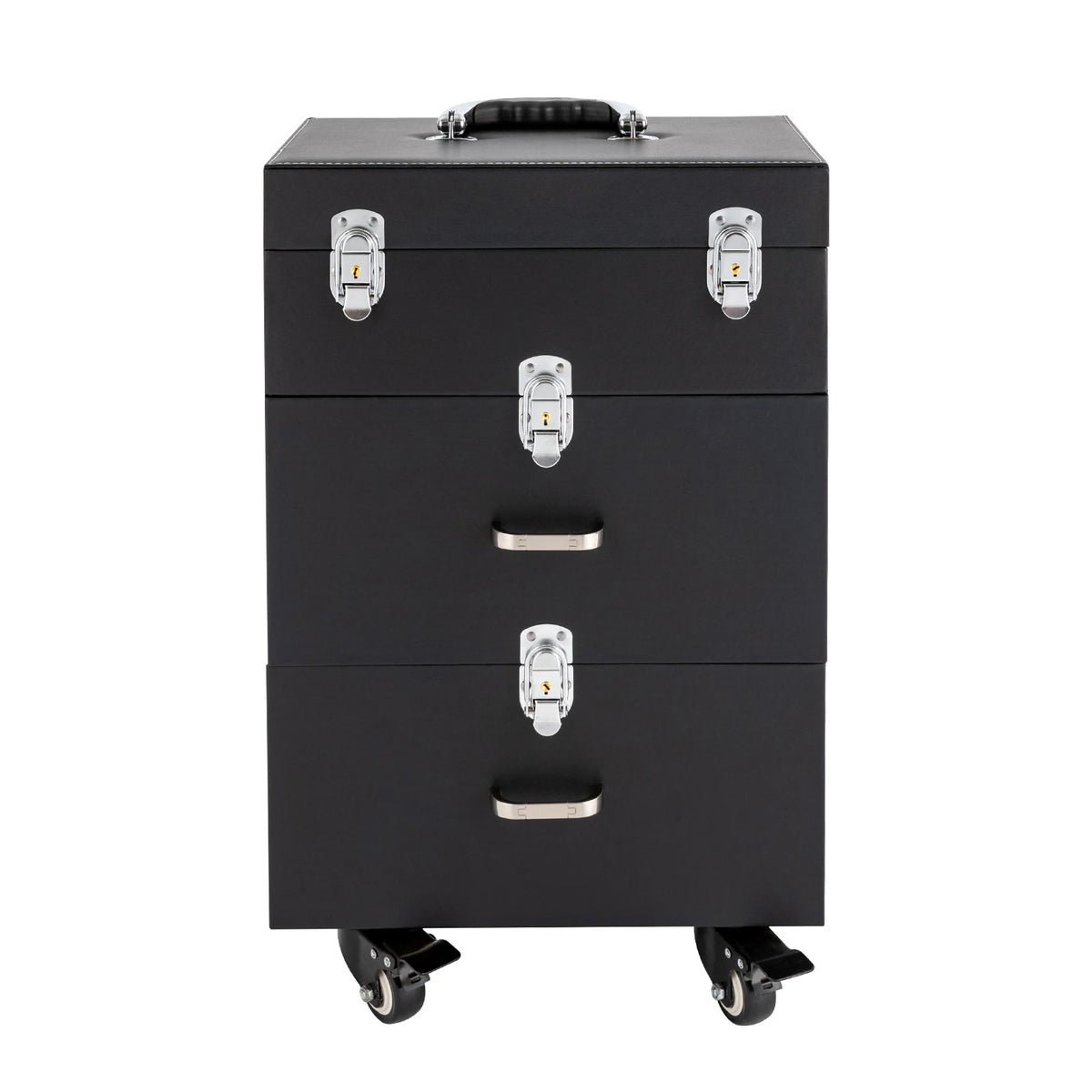 Rolling Makeup Train Case with 3 Trays and Universal Wheels for Makeup Artists