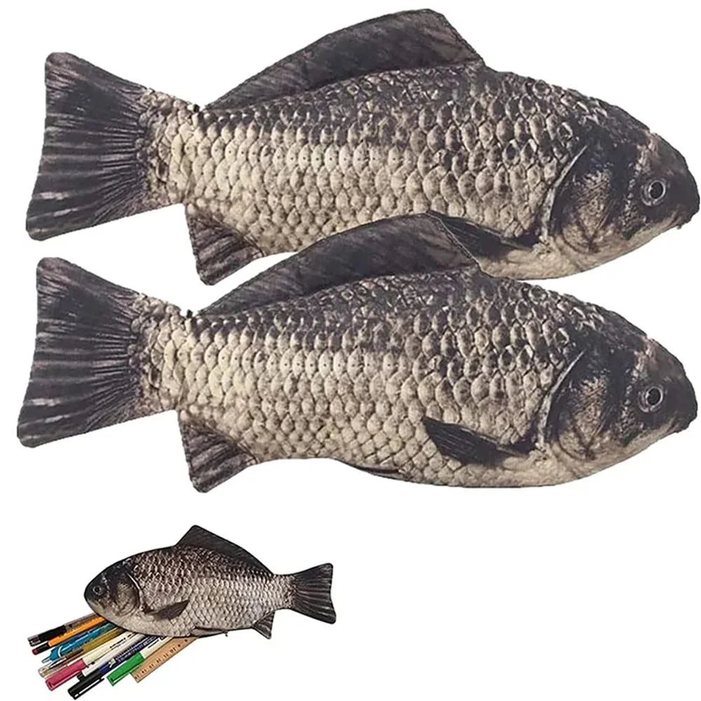Novelty Fish Pencil Case – Cute Pen Bag Storage Pouch for Office School, Multifunctional Coin Purse for Pens Markers Makeup, Funny Gift for Kids