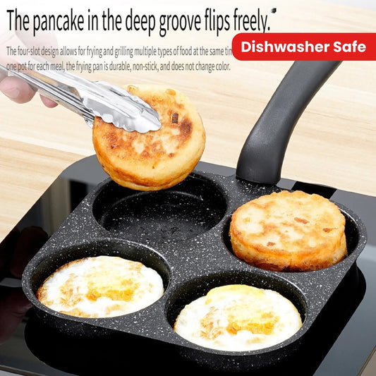 Four Hole Omelette Pan Nonstick Egg Burgers Breakfast Cooking Pot