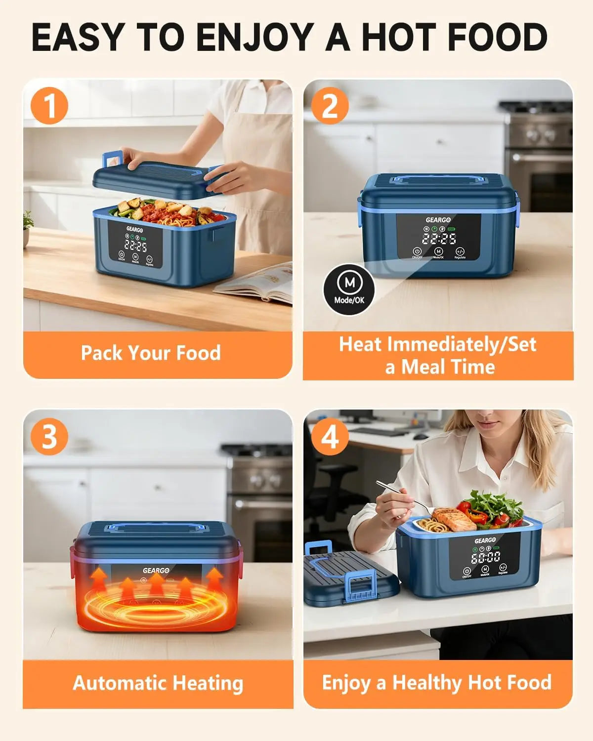 Cordless Electric Heated Lunch Box With Leakproof Thermal Storage