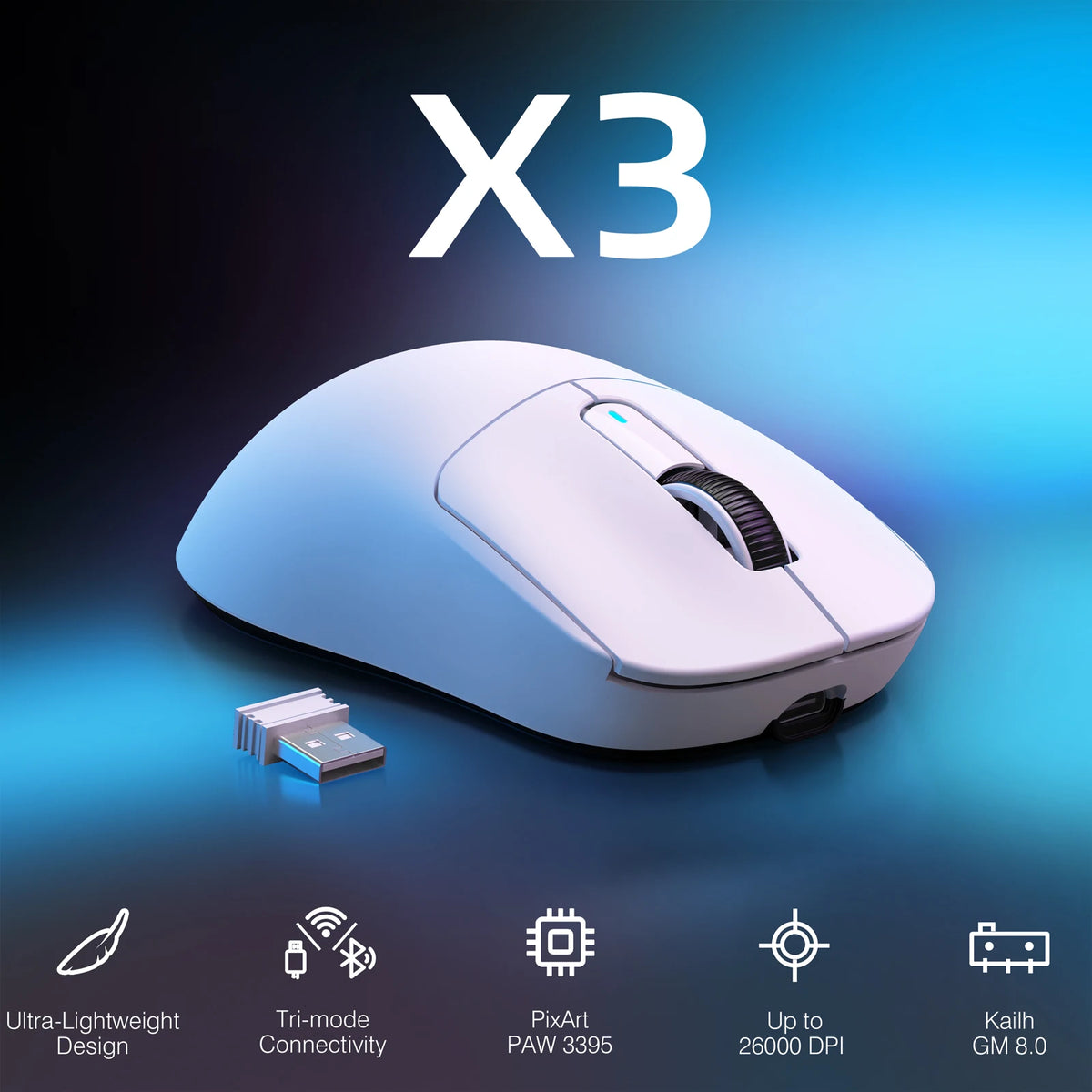 Attack Shark X3 Wireless Gaming Mouse 49g Paw3395 26K DPI Programmable Mouse
