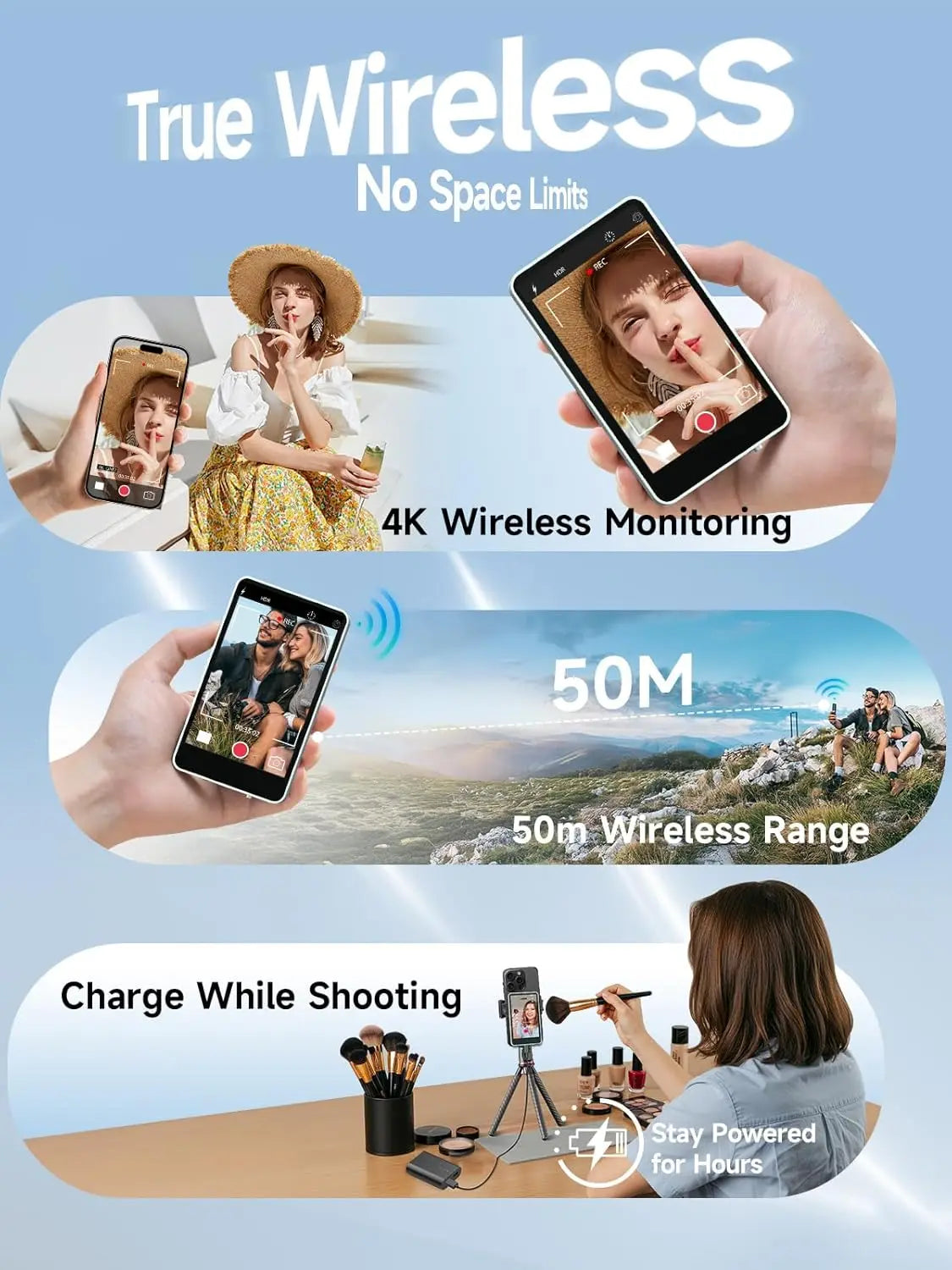 SYNCO XView M4 - 4 Inch Magnetic Vlog Selfie Monitor Screen P2P Wireless Connection Bluetooth Remote Control - No WiFi Needed Portable Rear Camera Viewfinder Compatible with iPhone Smartphone Ideal for Outdoor Vlog Shooting L