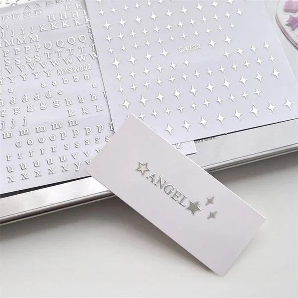 3Pcs Silver Laser Cut Stars Stickers For Kpop Toploader Photocard Decoration