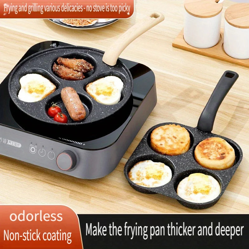 Four Hole Omelette Pan Nonstick Egg Burgers Breakfast Cooking Pot