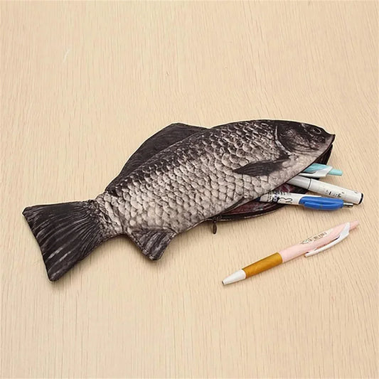 Novelty Fish Pencil Case – Cute Pen Bag Storage Pouch for Office School, Multifunctional Coin Purse for Pens Markers Makeup, Funny Gift for Kids
