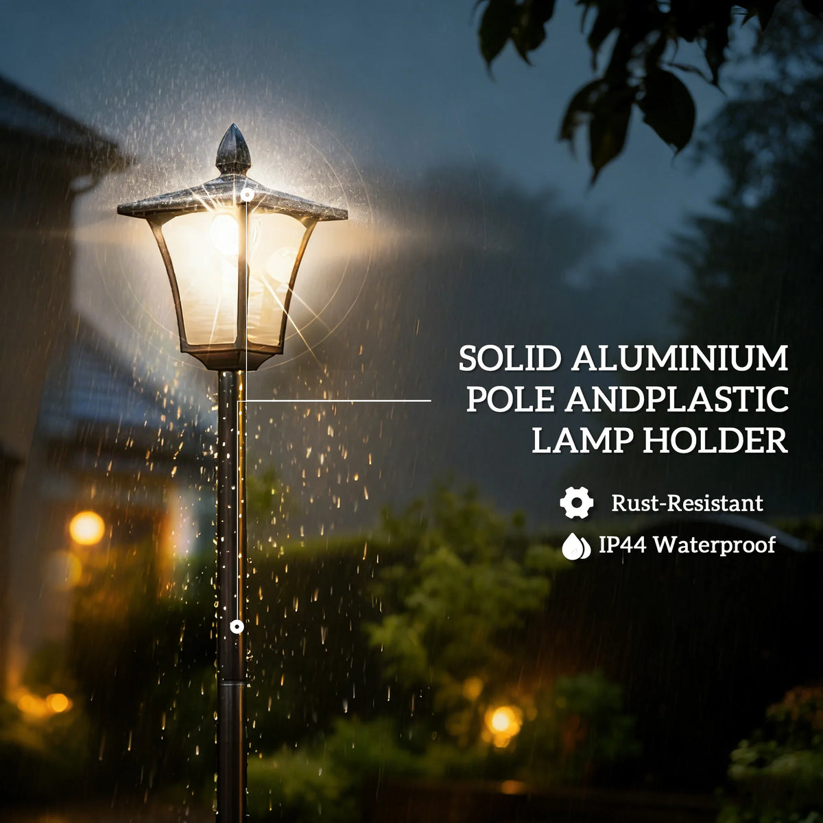 63 Inch Solar Lamp Post Lights 2 Pack Black Aluminum Planter Garden Light