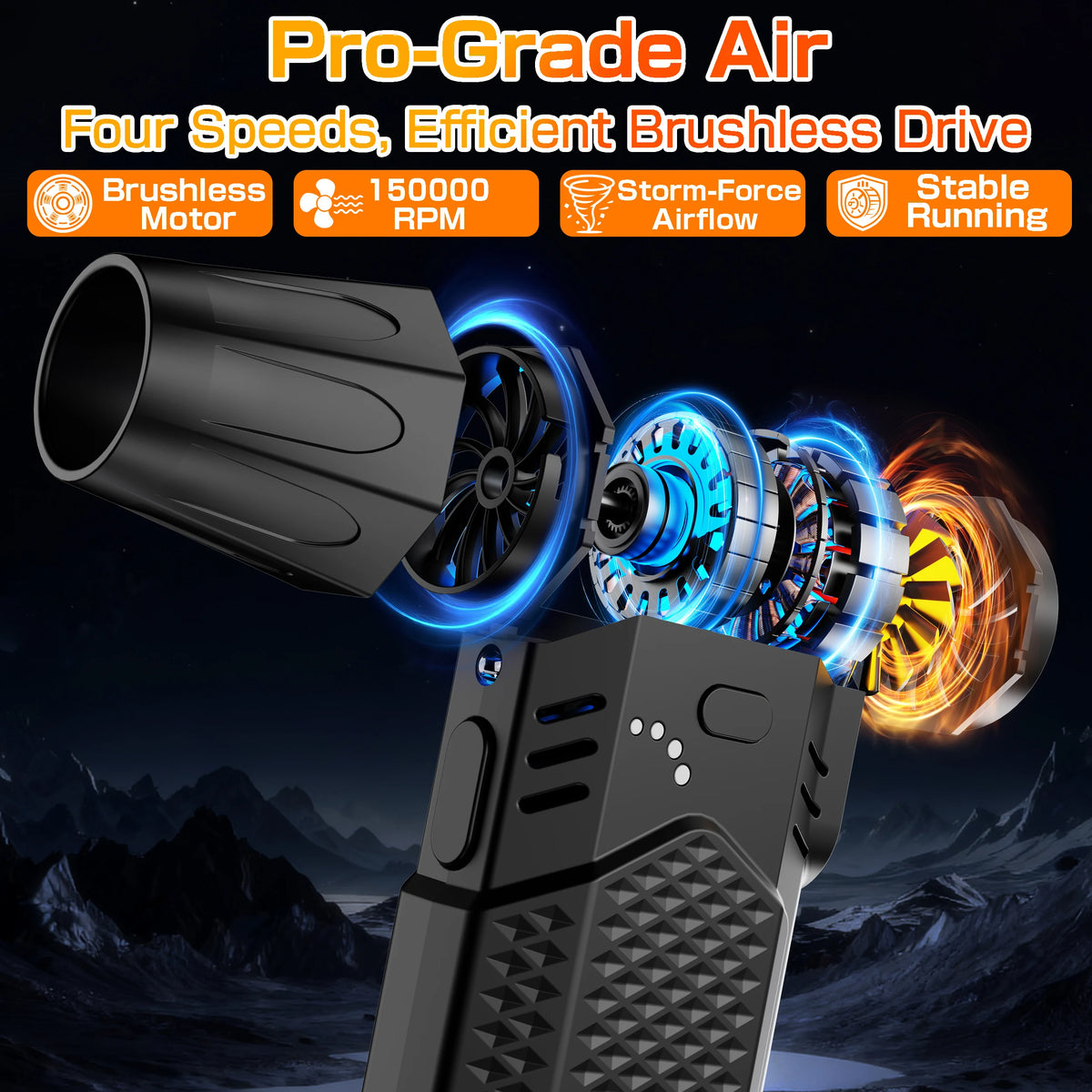 Electric Handheld Vacuum Cleaner With Turbo Fan Air Blower For Car And Keyboard