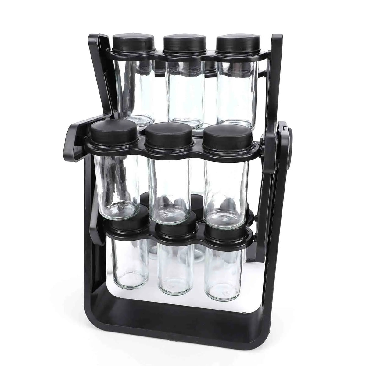 18 Jar Glass Spice Rack Rotating Carousel With Labels And Funnel Kitchen