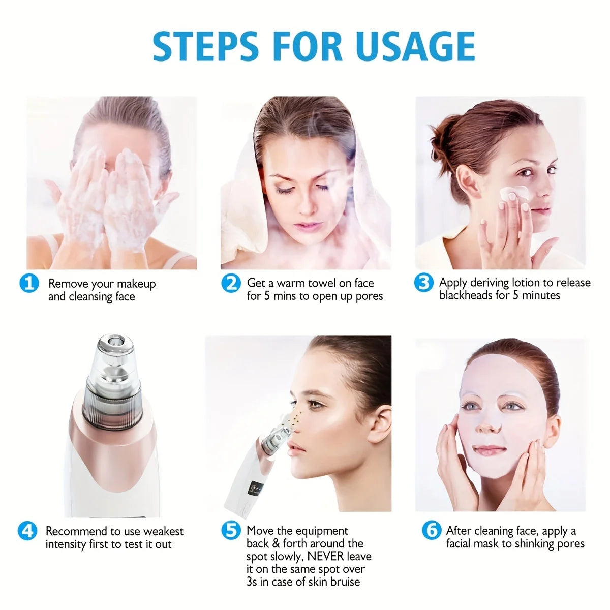 Rechargeable Electric Facial Pore Cleaner Vacuum Blackhead Remover Tool