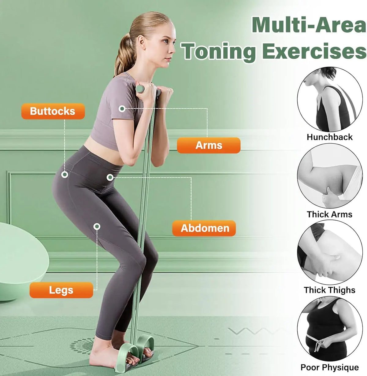 6 Tube Natural Rubber Pedal Resistance Bands Yoga Stretching Rope Home Fitness