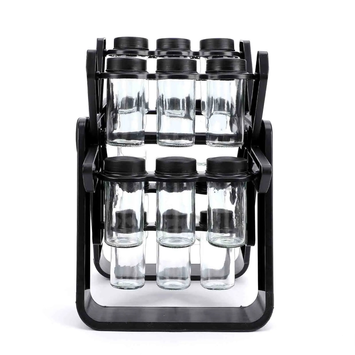 18 Jar Glass Spice Rack Rotating Carousel With Labels And Funnel Kitchen