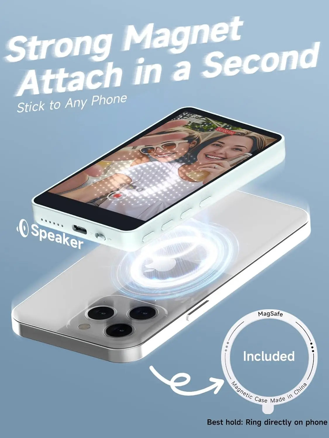 SYNCO XView M4 - 4 Inch Magnetic Vlog Selfie Monitor Screen P2P Wireless Connection Bluetooth Remote Control - No WiFi Needed Portable Rear Camera Viewfinder Compatible with iPhone Smartphone Ideal for Outdoor Vlog Shooting L