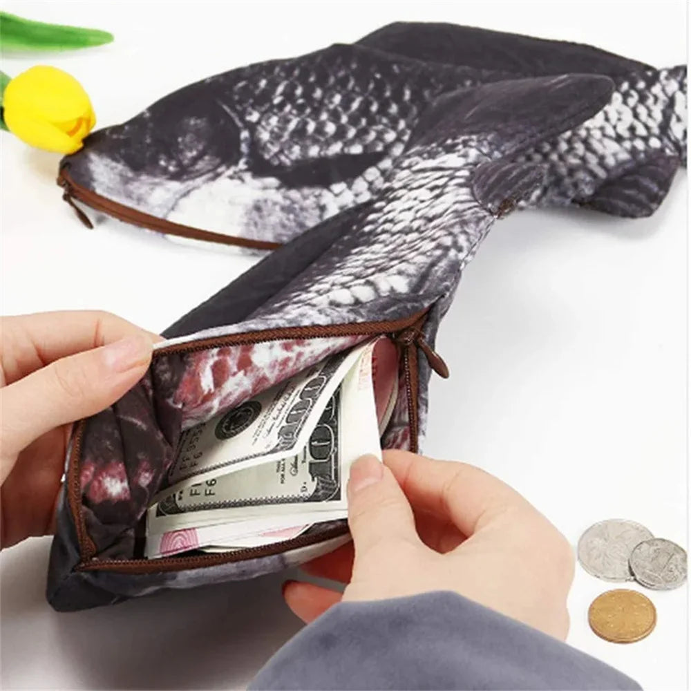Novelty Fish Pencil Case – Cute Pen Bag Storage Pouch for Office School, Multifunctional Coin Purse for Pens Markers Makeup, Funny Gift for Kids