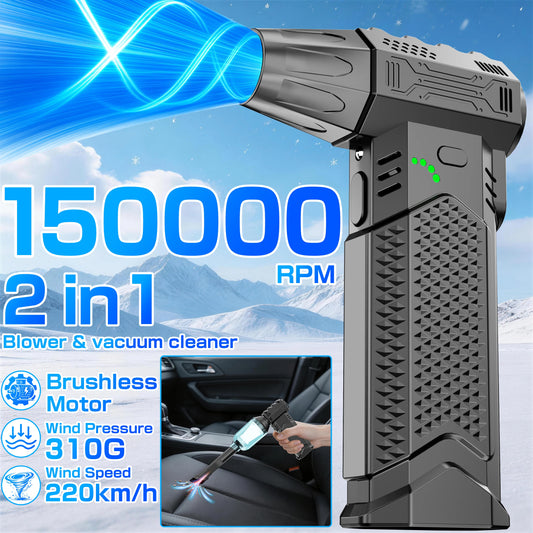 Electric Handheld Vacuum Cleaner With Turbo Fan Air Blower For Car And Keyboard