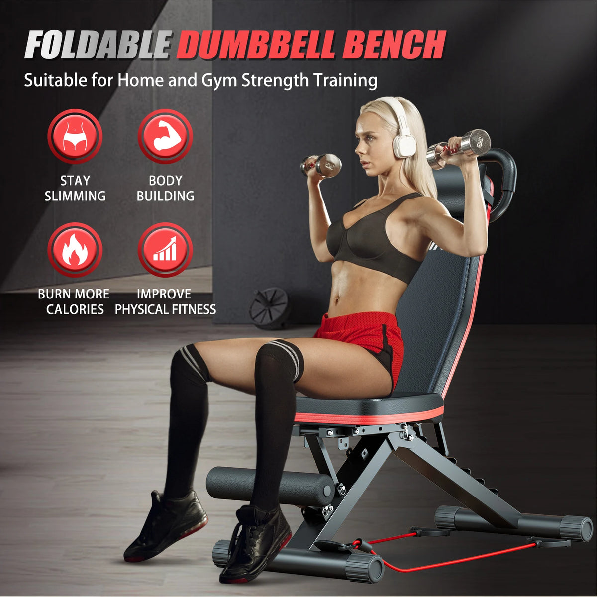 14 In 1 Foldable Dumbbell Bench With 6 Position Levels For Home Gym Strength Workouts