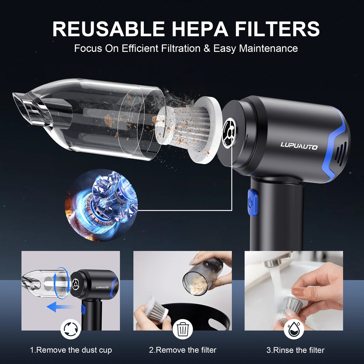 Portable Wireless Car Vacuum Cleaner 12000PA Wireless Vacuum Cleaner Dual Use for Home and Car High Powerful Vacuum Cleaner