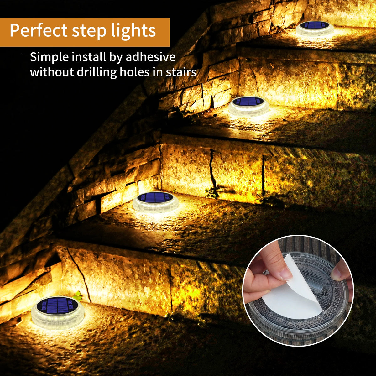 Solar Deck Step Lights IP68 Waterproof Auto On Off Heavy Duty