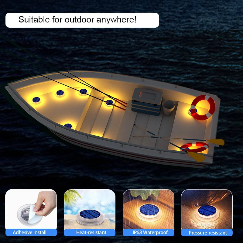 Solar Deck Step Lights IP68 Waterproof Auto On Off Heavy Duty