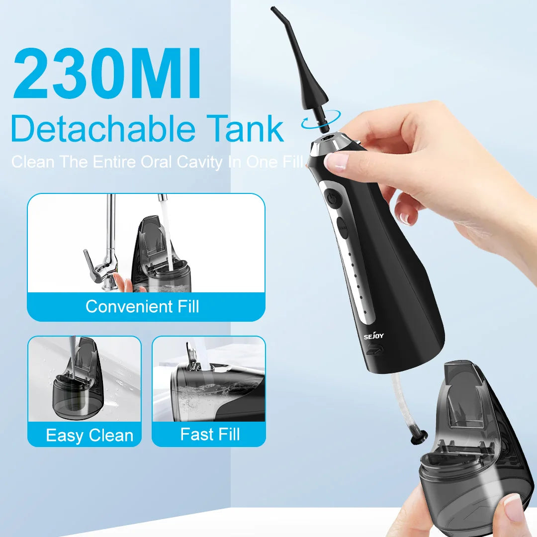 Water Flosser Irrigator Dental Teeth Whitening strips Portable 230ML Tank 5 Modes 8 Jet Tips Washing Machine for Home