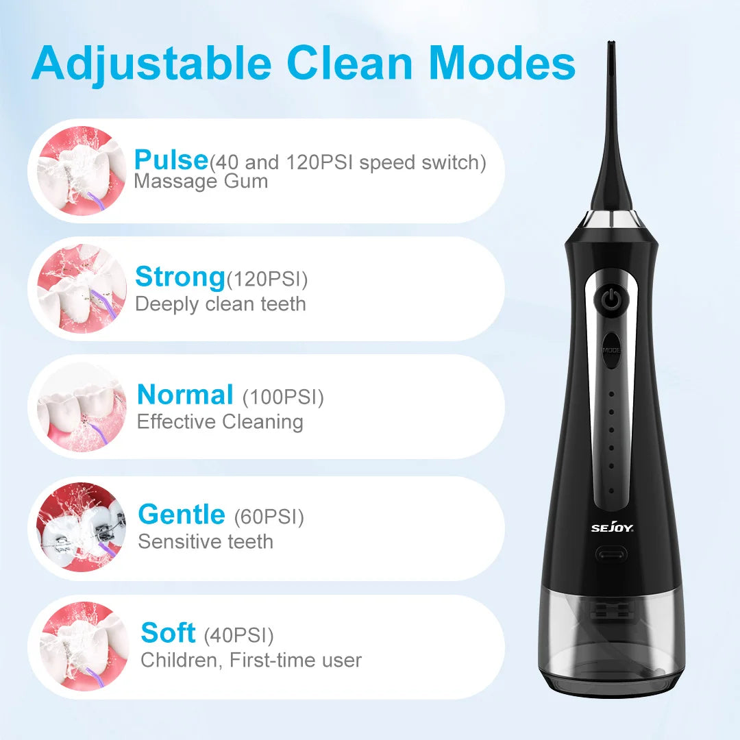 Water Flosser Irrigator Dental Teeth Whitening strips Portable 230ML Tank 5 Modes 8 Jet Tips Washing Machine for Home