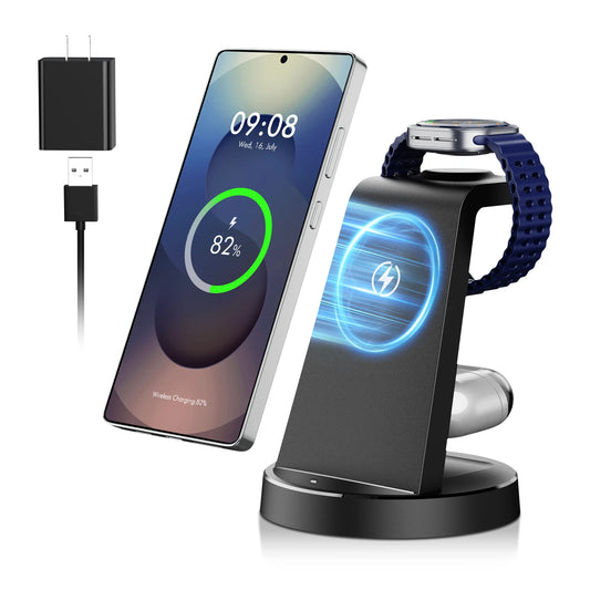 3 In 1 Magnetic Wireless Charger 15W Foldable Travel Stand For Galaxy iPhone