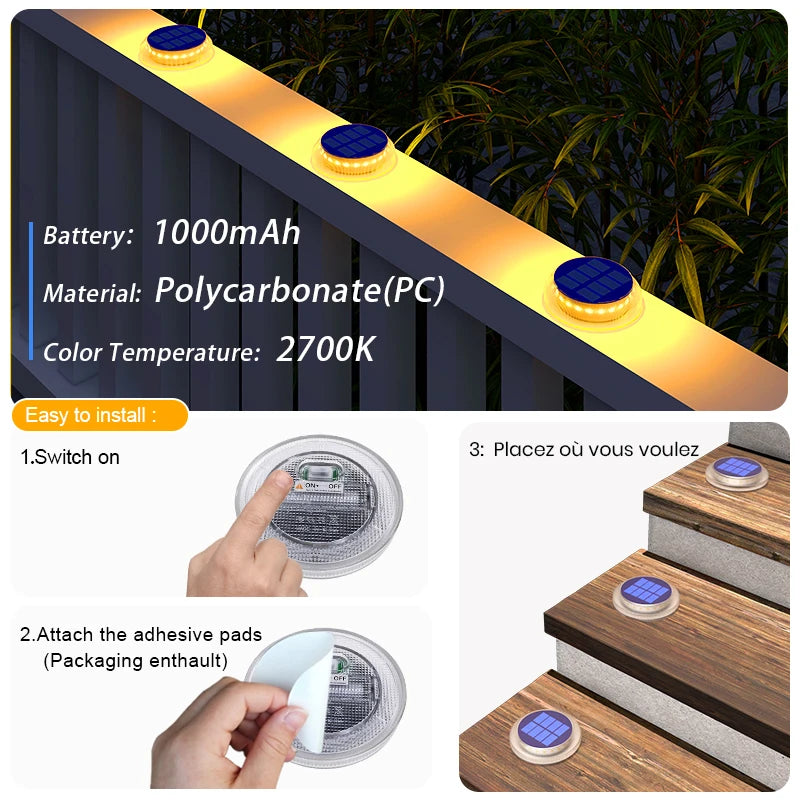 Solar Deck Step Lights IP68 Waterproof Auto On Off Heavy Duty