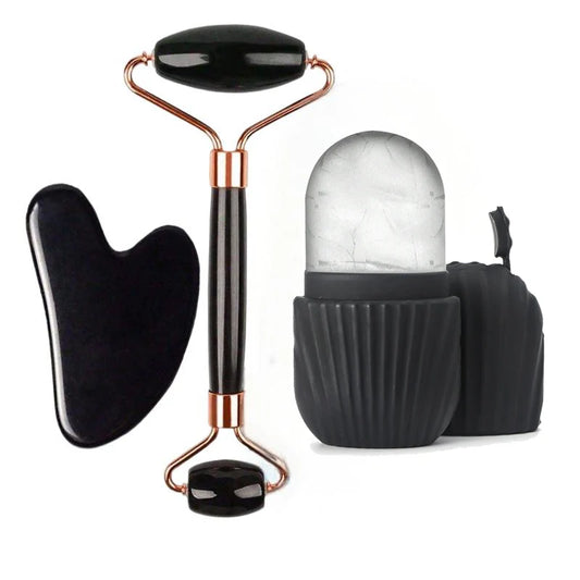 Portable Ice Face Roller Gua Sha Tool Set For Facial Skin Massage