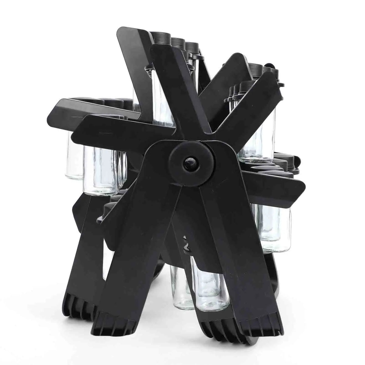 18 Jar Glass Spice Rack Rotating Carousel With Labels And Funnel Kitchen
