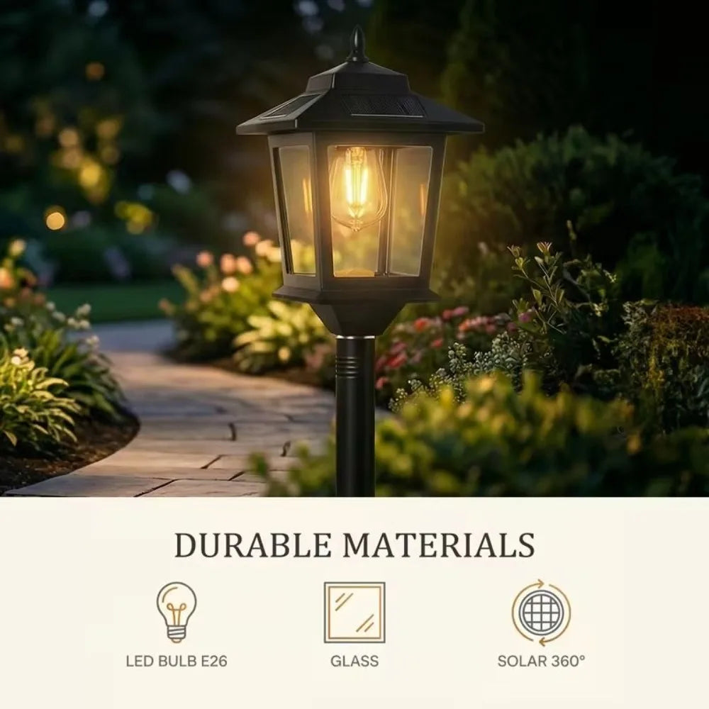 2 Pack 63 Inch Solar Lamp Post Lights Outdoor IP44 Waterproof Warm White