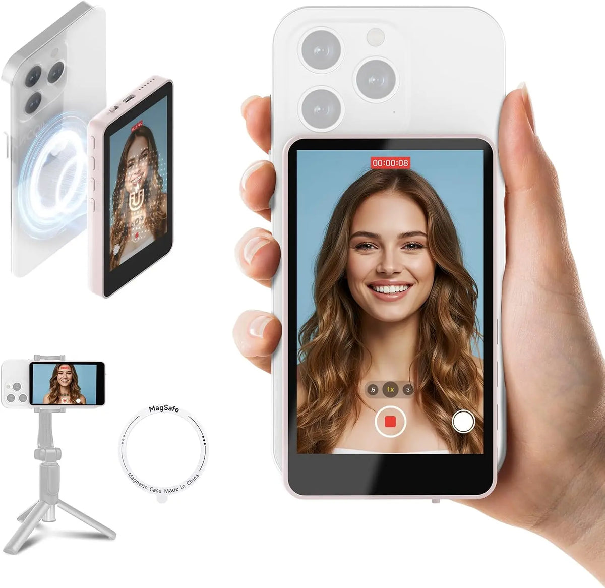 SYNCO XView M4 - 4 Inch Magnetic Vlog Selfie Monitor Screen P2P Wireless Connection Bluetooth Remote Control - No WiFi Needed Portable Rear Camera Viewfinder Compatible with iPhone Smartphone Ideal for Outdoor Vlog Shooting L