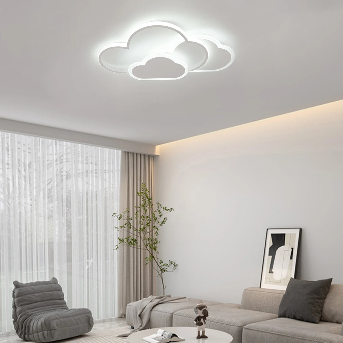 Modern Dimmable Cloud Led Ceiling Light 22 Inch For Bedroom