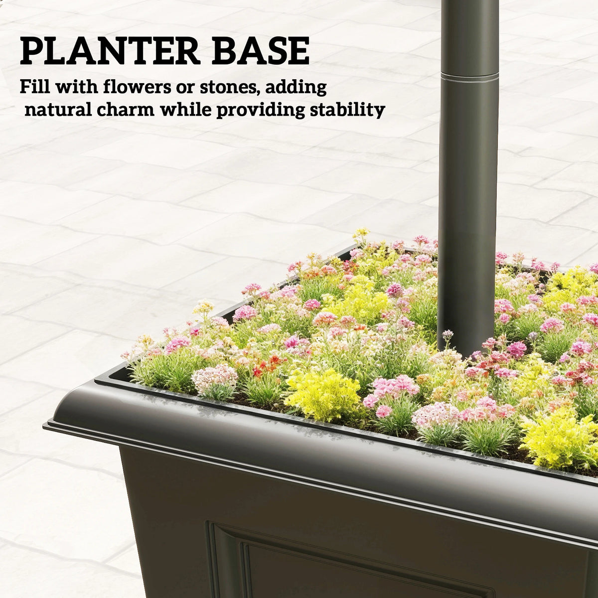 63 Inch Solar Lamp Post Lights 2 Pack Black Aluminum Planter Garden Light