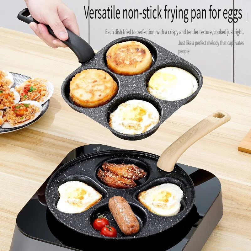 Four Hole Omelette Pan Nonstick Egg Burgers Breakfast Cooking Pot