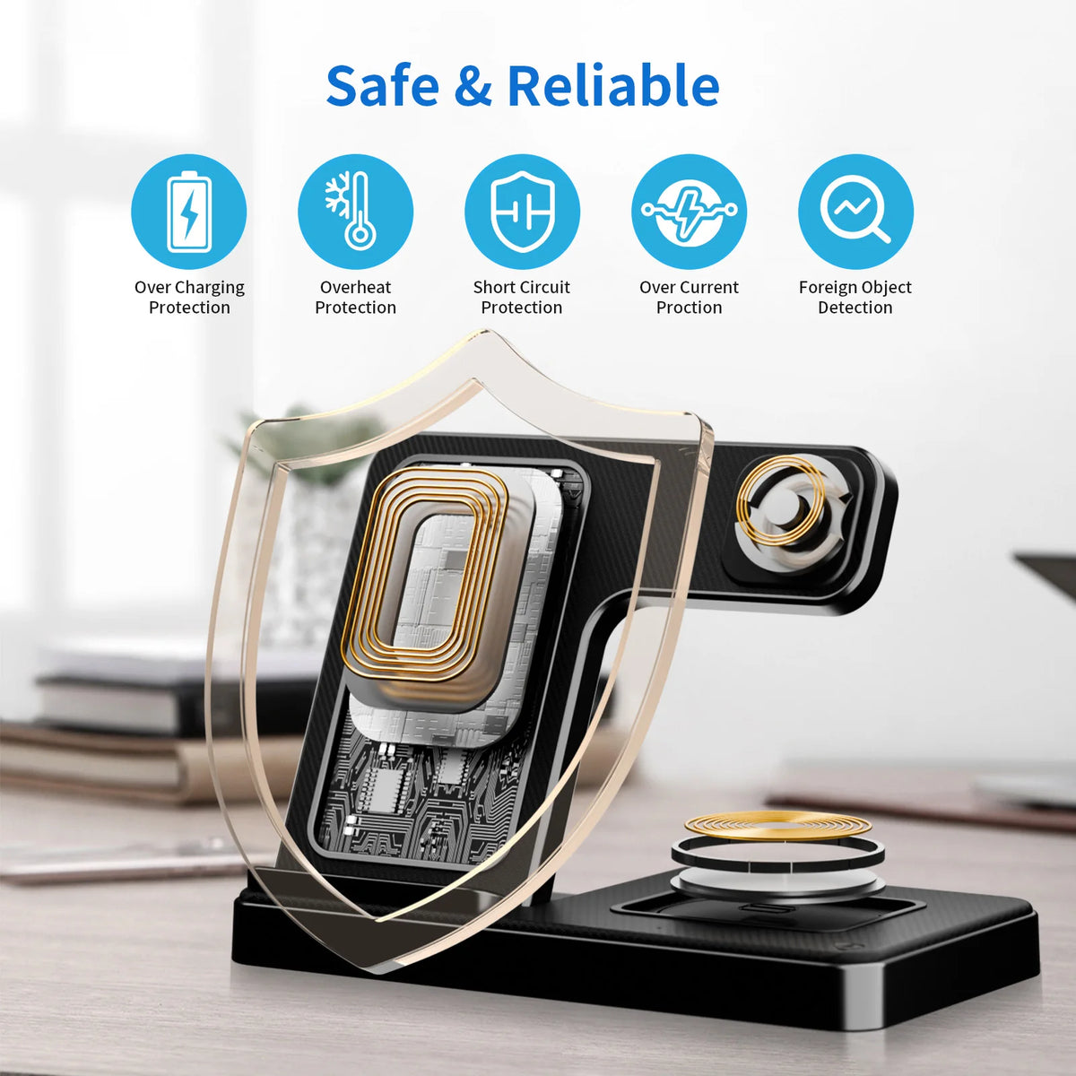 3 In 1 Magnetic Wireless Charger 18W Fast Foldable For Iphone Watch AirPods
