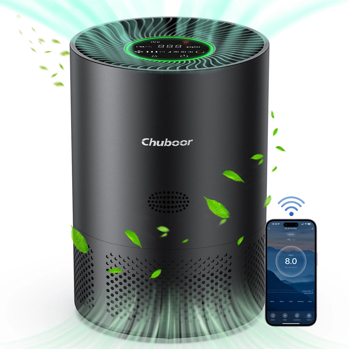 Chuboor H13 True HEPA Air Purifier With PM25 Sensor And App Control