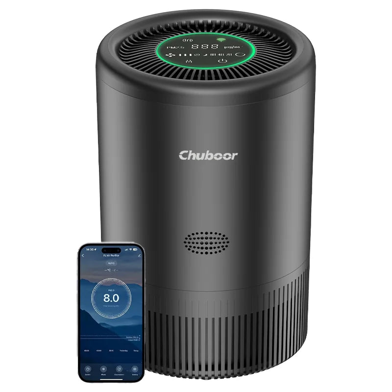 Chuboor Smart Air Purifier Bedroom Alexa Control PM25 HEPA Anion Filter