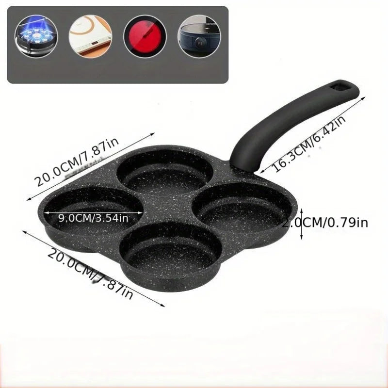 Four Hole Omelette Pan Nonstick Egg Burgers Breakfast Cooking Pot